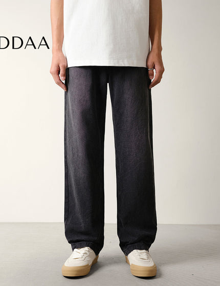 Black Beaded Loose Wide-Leg Canvas Jeans for Men - S / Black - Men’s Jeans