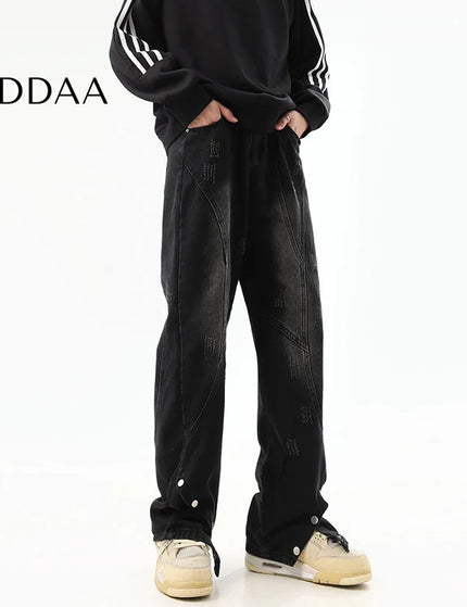 Black Bootcut Jeans with Retro Design for Men - M / Black - Men’s Jeans