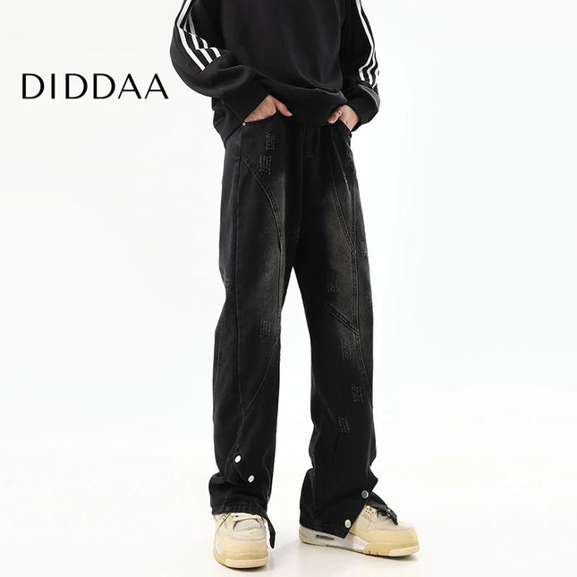 Black Bootcut Jeans with Retro Design for Men - M / Black - Men’s Jeans