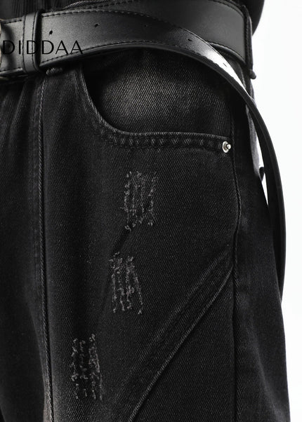 Black Bootcut Jeans with Retro Design for Men - Men’s Jeans