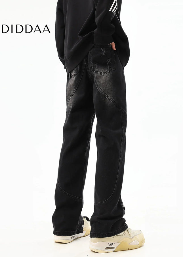 Black Bootcut Jeans with Retro Design for Men - Men’s Jeans