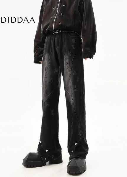 Black Bootcut Jeans with Retro Design for Men - Men’s Jeans