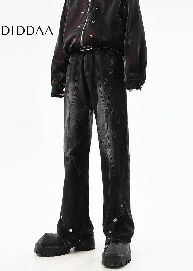 Black Bootcut Jeans with Retro Design for Men - Men’s Jeans