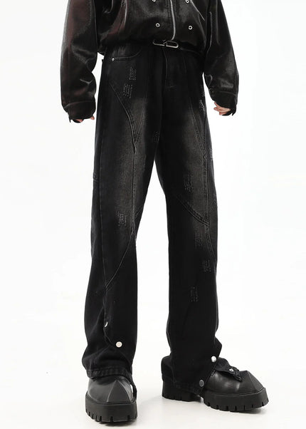 Black Bootcut Jeans with Retro Design for Men - Men’s Jeans