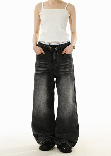 Black Bootflared Wide-Leg Vintage Straight Jeans - Men’s Jeans