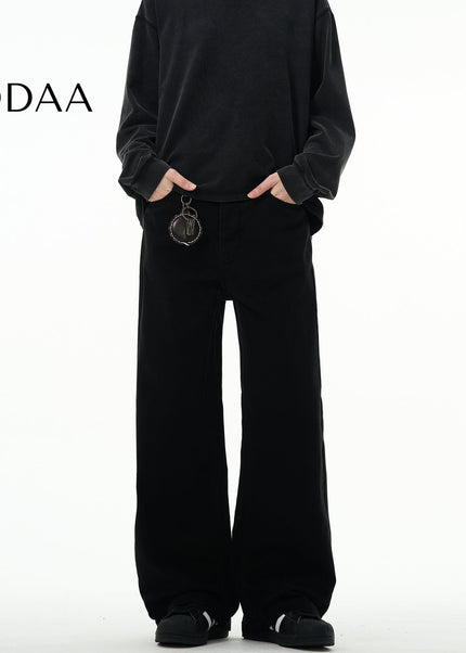 Black Cleanfit Loose Straight Leg Jeans Men - S / Black - Men’s Jeans