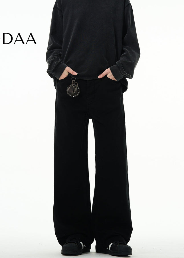 Black Cleanfit Loose Straight Leg Jeans Men - S / Black - Men’s Jeans