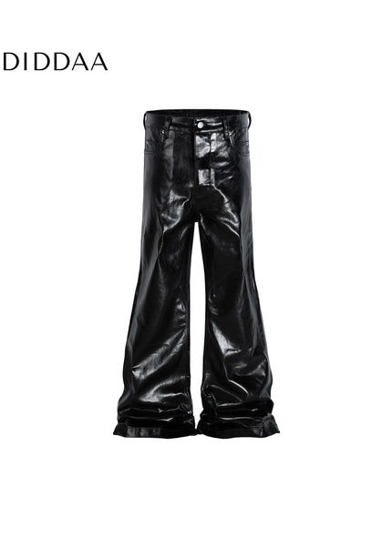 Black Coated Glossy Micro Flared Jeans - Women’s Jeans