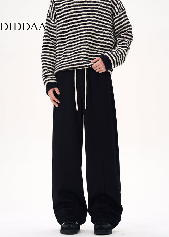 Black Deconstructed Design Scimitar Sweatpants - Unisex Sweatpants