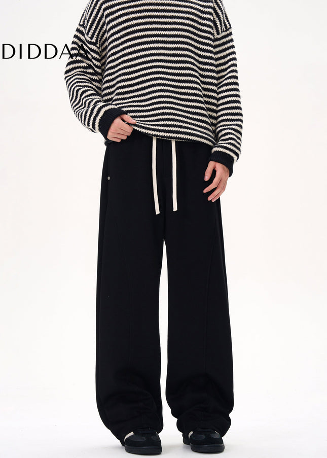 Black Deconstructed Design Scimitar Sweatpants - Unisex Sweatpants