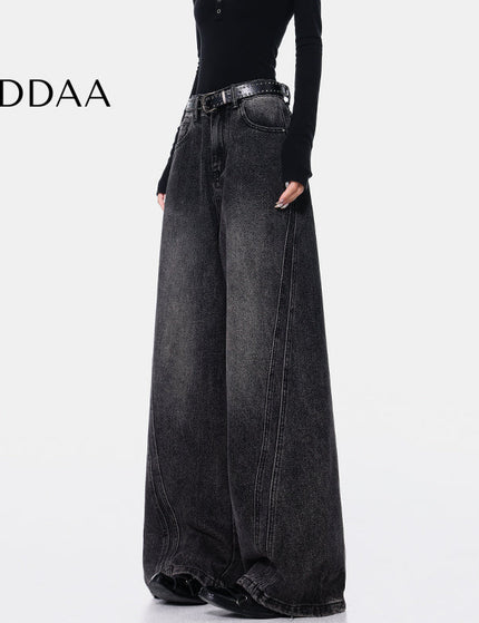 Black Deconstructed High Waist Wide-Leg Jeans - S / Black - Women’s Jeans