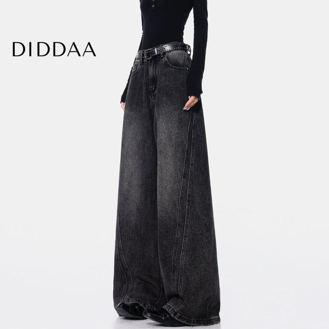 Black Deconstructed High Waist Wide-Leg Jeans - S / Black - Women’s Jeans