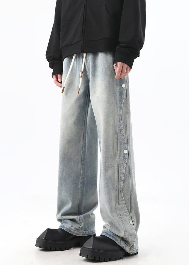 Black Deconstructed Loose Wide-Leg Jeans for Men - Men’s Jeans