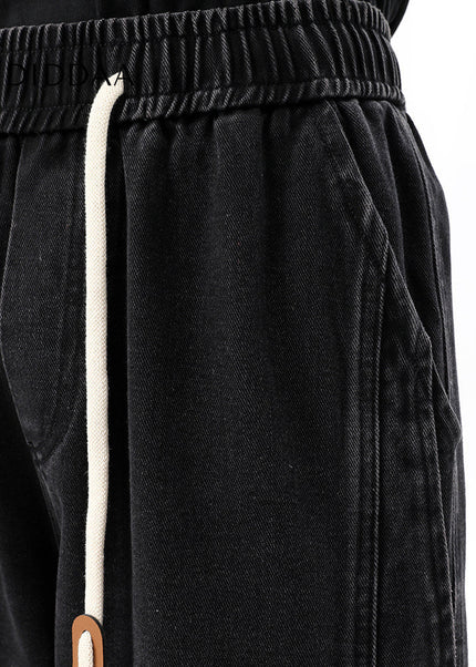 Black Deconstructed Loose Wide-Leg Jeans for Men - Men’s Jeans