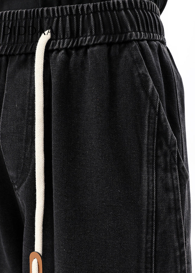 Black Deconstructed Loose Wide-Leg Jeans for Men - Men’s Jeans