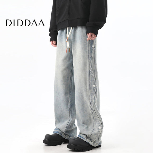 Black Deconstructed Loose Wide-Leg Jeans for Men - S / Blue - Men’s Jeans