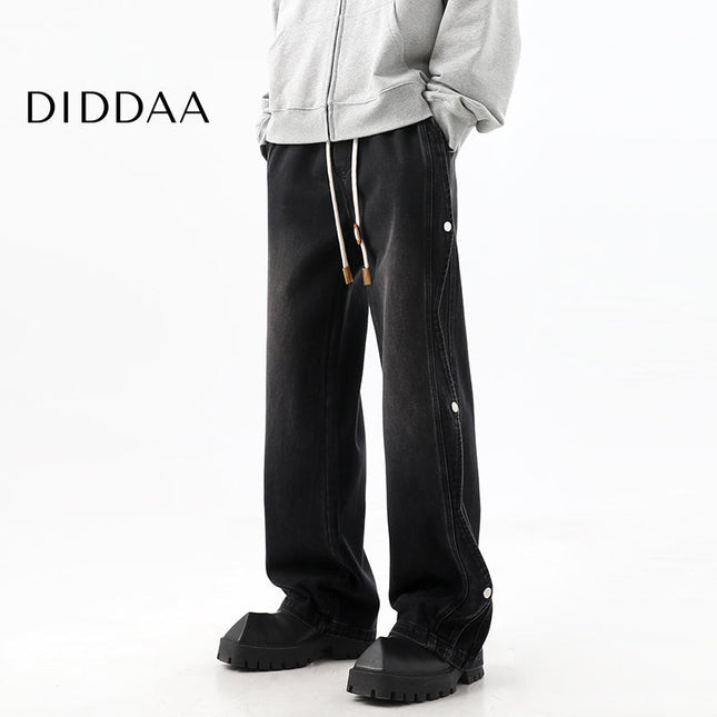 Black Deconstructed Loose Wide-Leg Jeans for Men - S / Black - Men’s Jeans