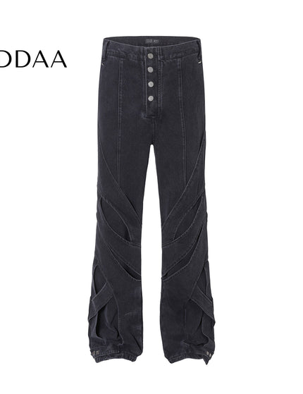 Black Deconstructed Stitching Flared Jeans - S / Black - Women’s Jeans