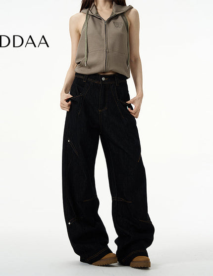 Black Deconstructed Straight Leg Jeans for Men - S / Black - Women’s Jeans