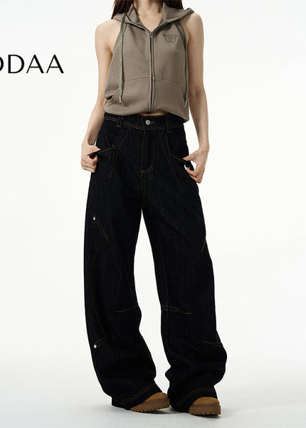 Black Deconstructed Straight Leg Jeans for Men - S / Black - Women’s Jeans