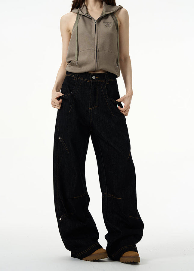 Black Deconstructed Straight Leg Jeans for Men - Women’s Jeans