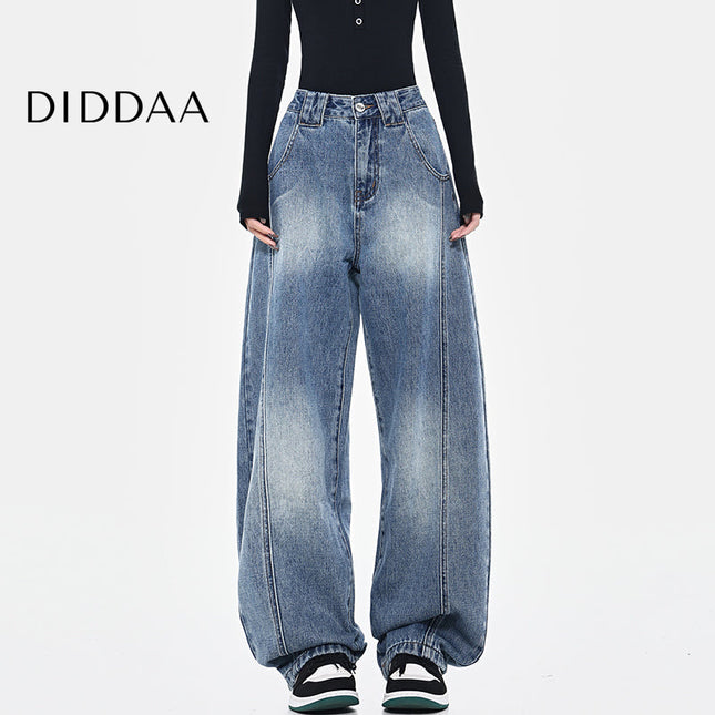 Washed Blue Deconstructed Loose Cutlass Jeans - Women’s Jeans