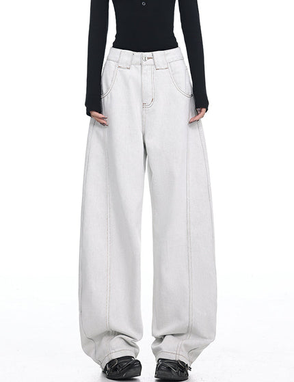 Vintage Washed Deconstructed Wide-Leg Jeans KEN STUDIO - Women’s Jeans