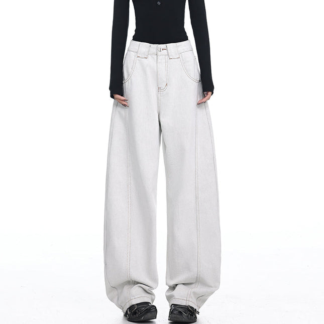 Vintage Washed Deconstructed Wide-Leg Jeans KEN STUDIO - Women’s Jeans