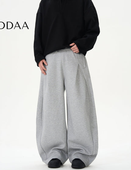 Black Deconstructed Wide-Leg Scimitar Sweatpants - S / Grey - Unisex Sweatpants