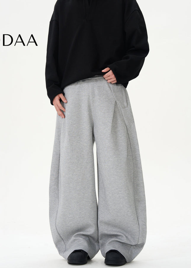 Black Deconstructed Wide-Leg Scimitar Sweatpants - S / Grey - Unisex Sweatpants
