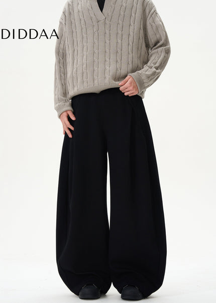 Black Deconstructed Wide-Leg Scimitar Sweatpants - Unisex Sweatpants
