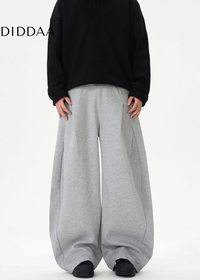 Black Deconstructed Wide-Leg Scimitar Sweatpants - Unisex Sweatpants