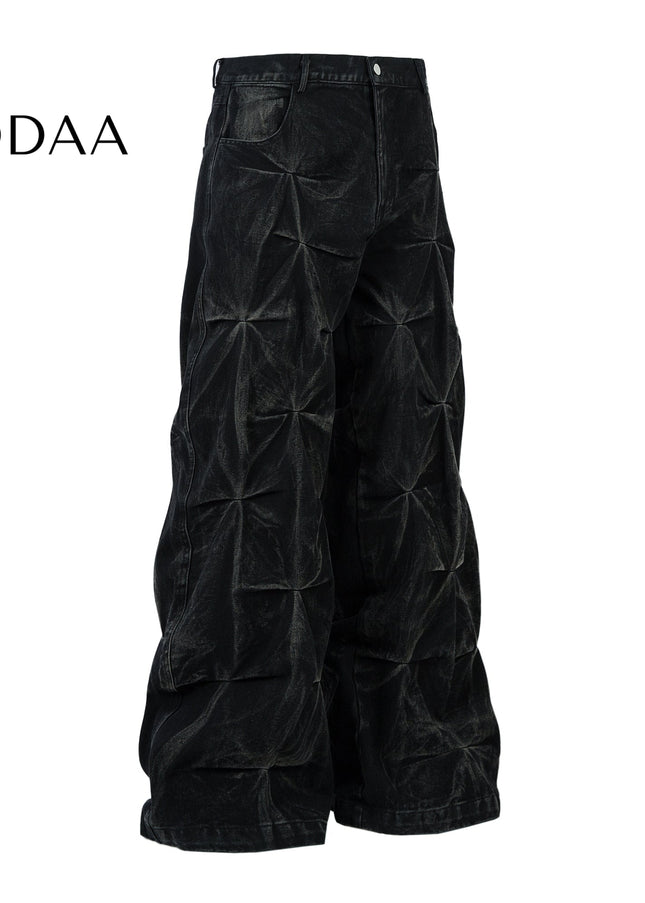 Black Distressed Deconstructed Straight-Leg Jeans - M / Black - Women’s Jeans