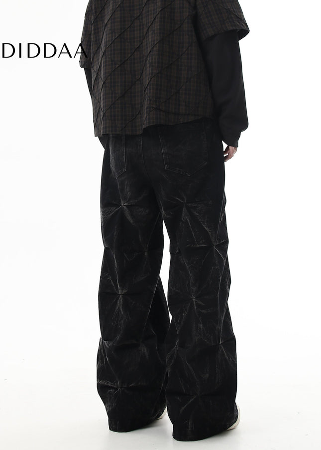 Black Distressed Deconstructed Straight-Leg Jeans - Women’s Jeans