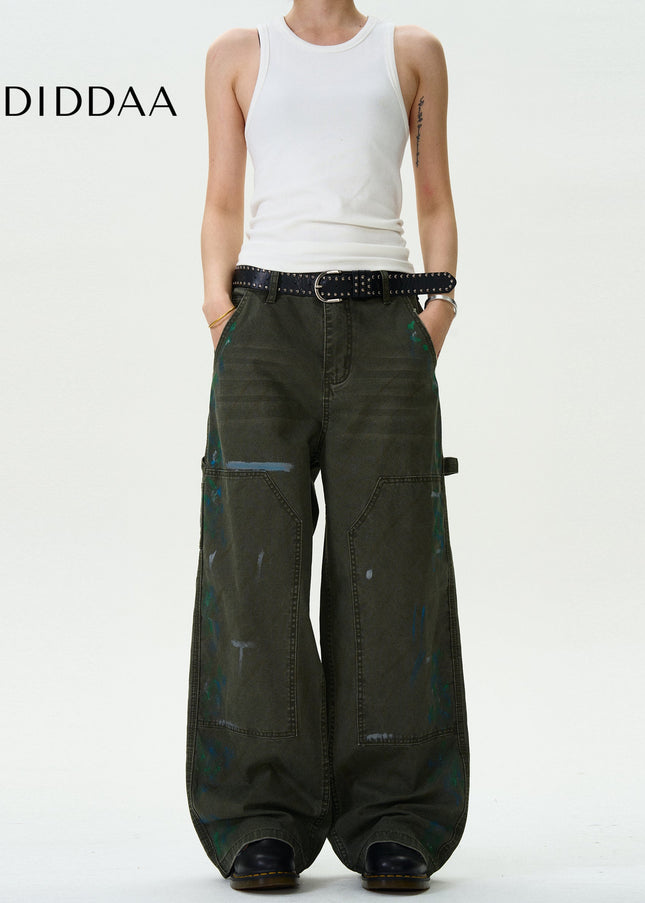 Black Distressed Loose Cargo Pants for Men and Women - Men’s Jeans