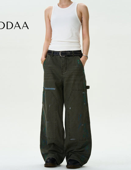 Black Distressed Loose Cargo Pants for Men and Women - S / Green - Men’s Jeans