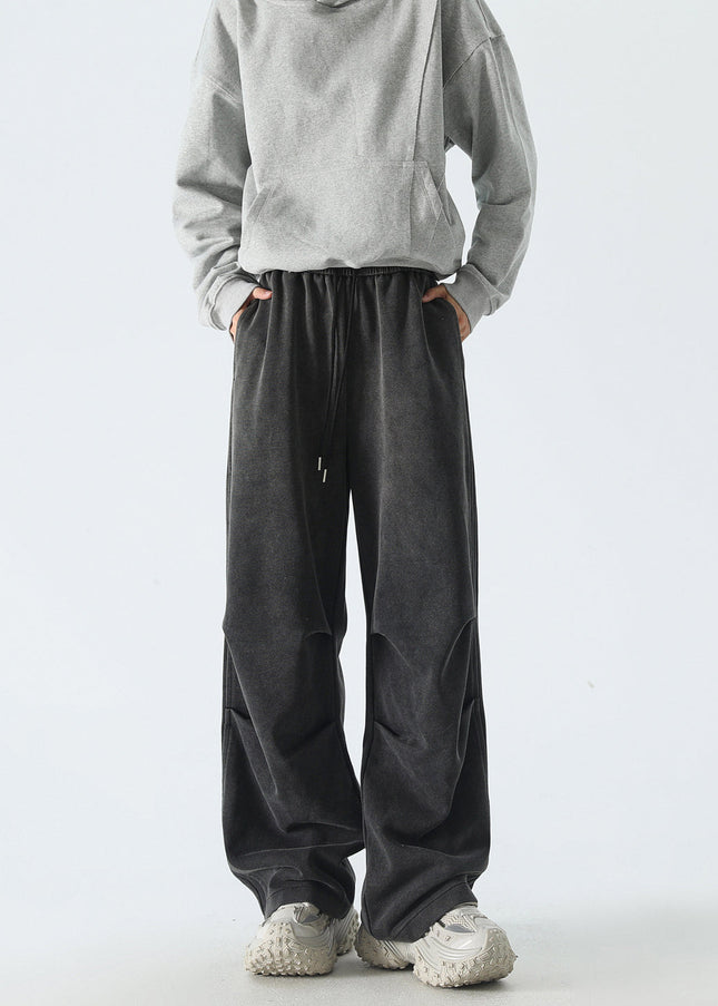 Black Distressed Loose Fit Casual Pants for Men - Unisex Sweatpants