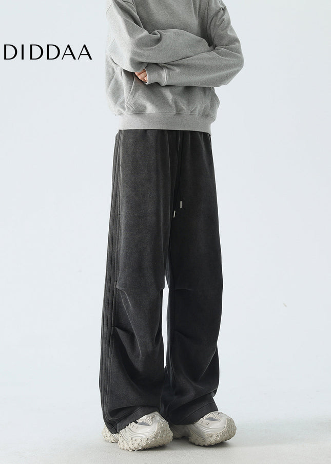 Black Distressed Loose Fit Casual Pants for Men - Unisex Sweatpants