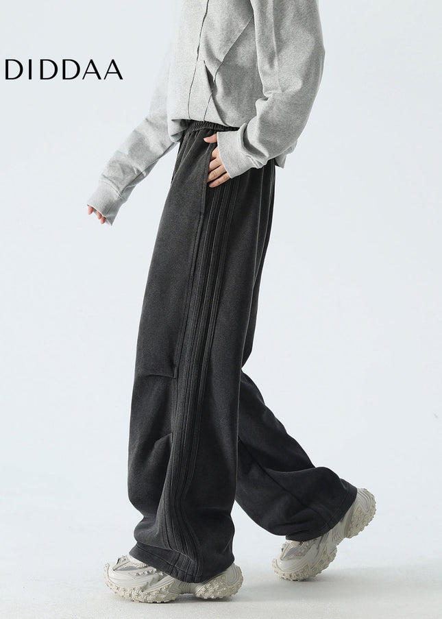 Black Distressed Loose Fit Casual Pants for Men - Unisex Sweatpants