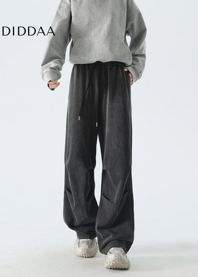 Black Distressed Loose Fit Casual Pants for Men - Unisex Sweatpants