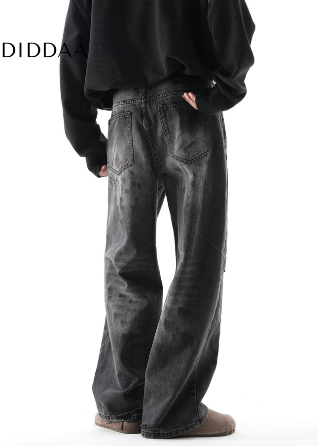 Black Distressed Loose Fit Jeans for Men - Men’s Jeans