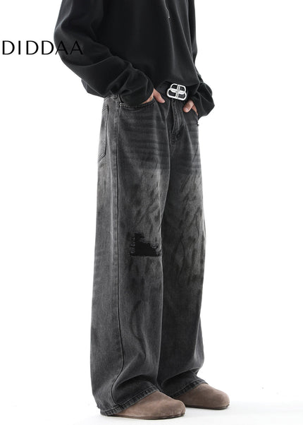 Black Distressed Loose Fit Jeans for Men - Men’s Jeans