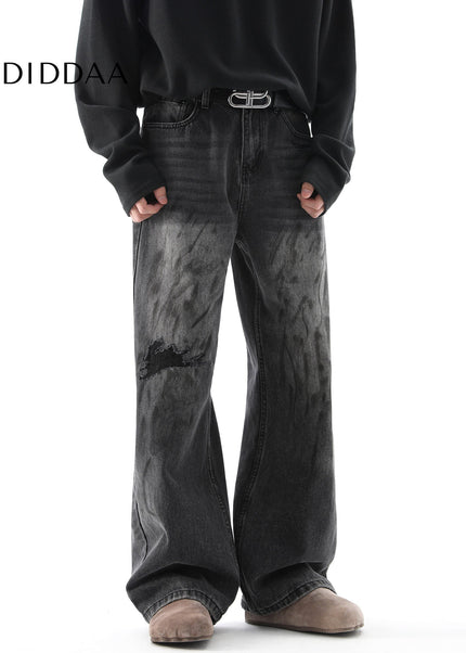 Black Distressed Loose Fit Jeans for Men - Men’s Jeans