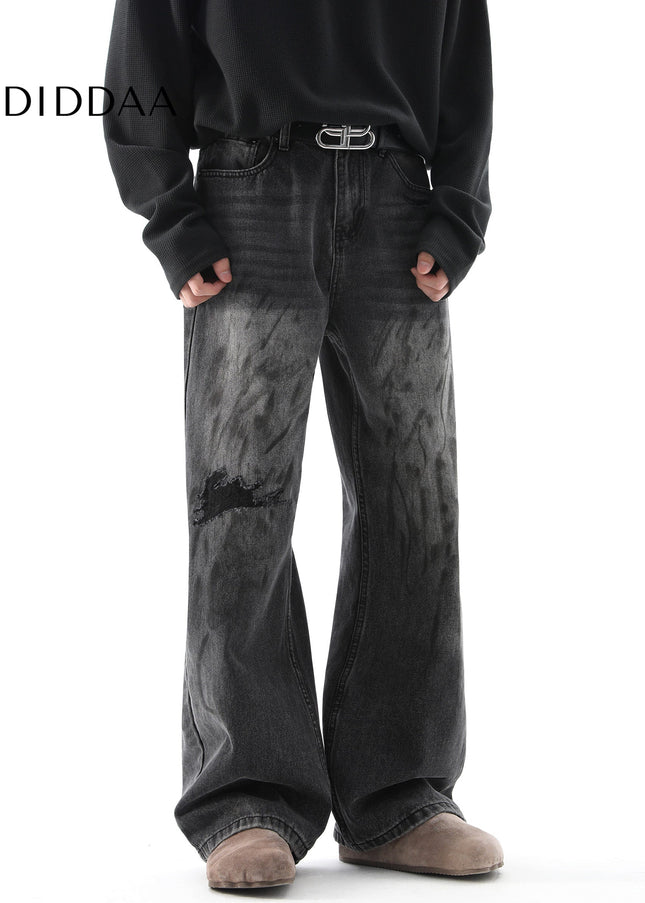 Black Distressed Loose Fit Jeans for Men - Men’s Jeans