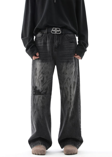 Black Distressed Loose Fit Jeans for Men - Men’s Jeans