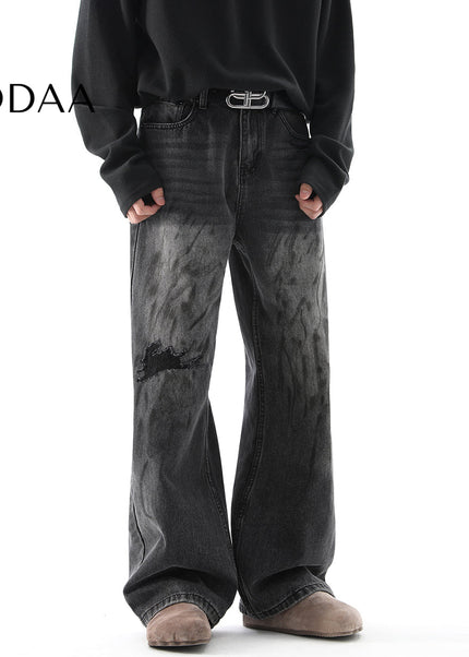 Black Distressed Loose Fit Jeans for Men - S / Black - Men’s Jeans
