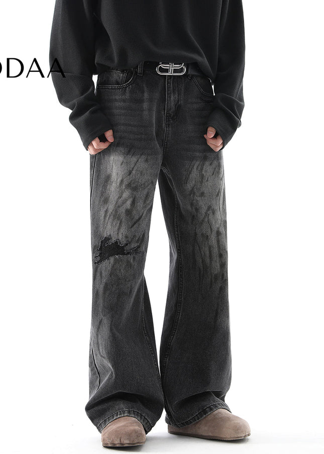 Black Distressed Loose Fit Jeans for Men - S / Black - Men’s Jeans