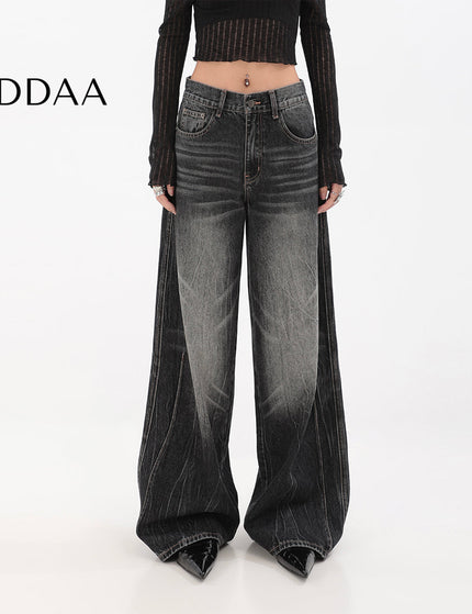 Black Distressed Loose Fit Straight Leg Jeans - S / Black - Women’s Jeans