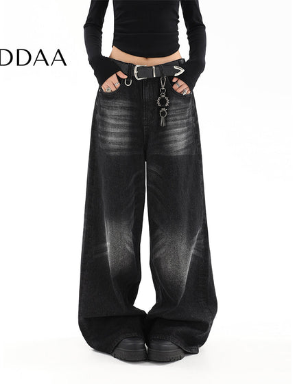 Black Distressed Loose Fit Straight Leg Jeans - S / Black - Women’s Jeans