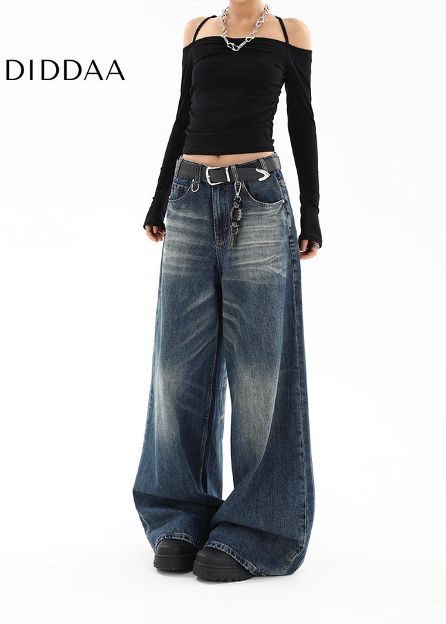 Black Distressed Loose Fit Straight Leg Jeans - Women’s Jeans